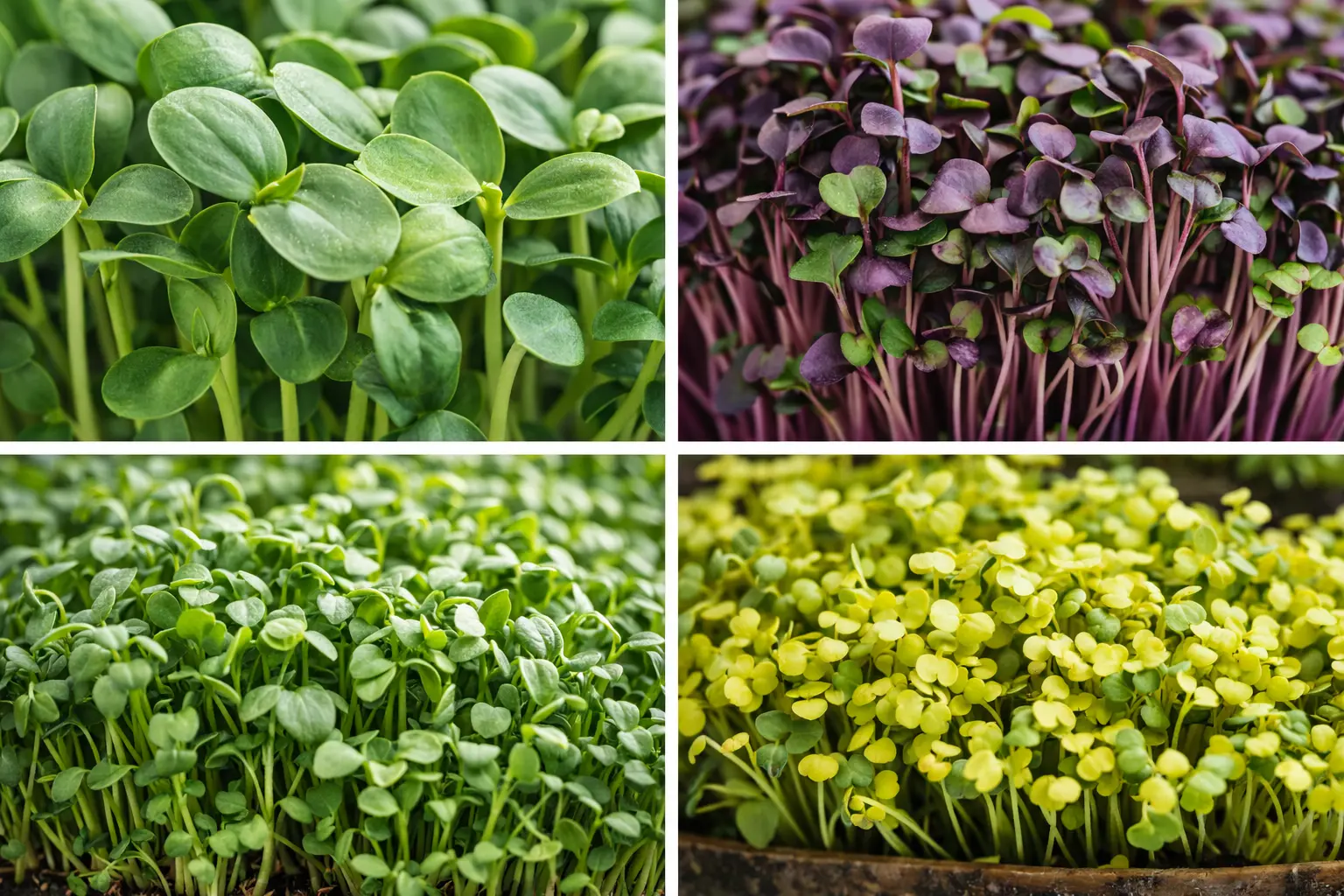 Different types of microgreens collage
